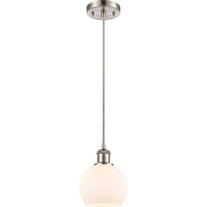 Ballston Athens 1 Light 6 inch Brushed Satin Nickel Mini Pendant Ceiling Light in Matte White Glass