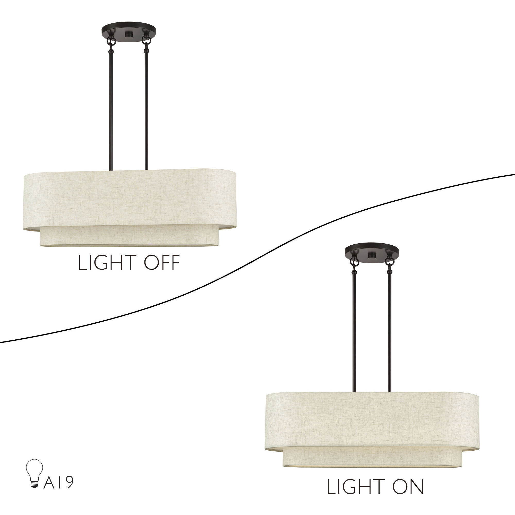 Manorwood 3 Light 30 inch English Bronze Linear Chandelier Ceiling Light, Medium