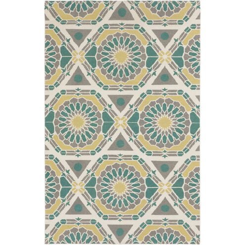 Kaleidoscope 96 X 60 inch Olive, Teal, Beige, Cream Rug