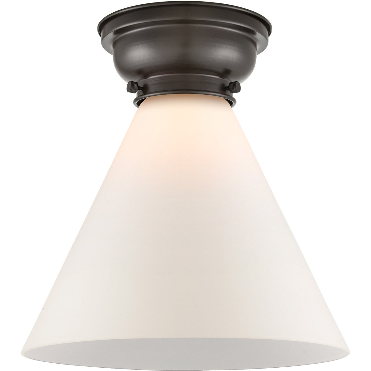 Aditi X-Large Cone 1 Light 12 inch Oil Rubbed Bronze Flush Mount Ceiling Light in Matte White Glass, Aditi