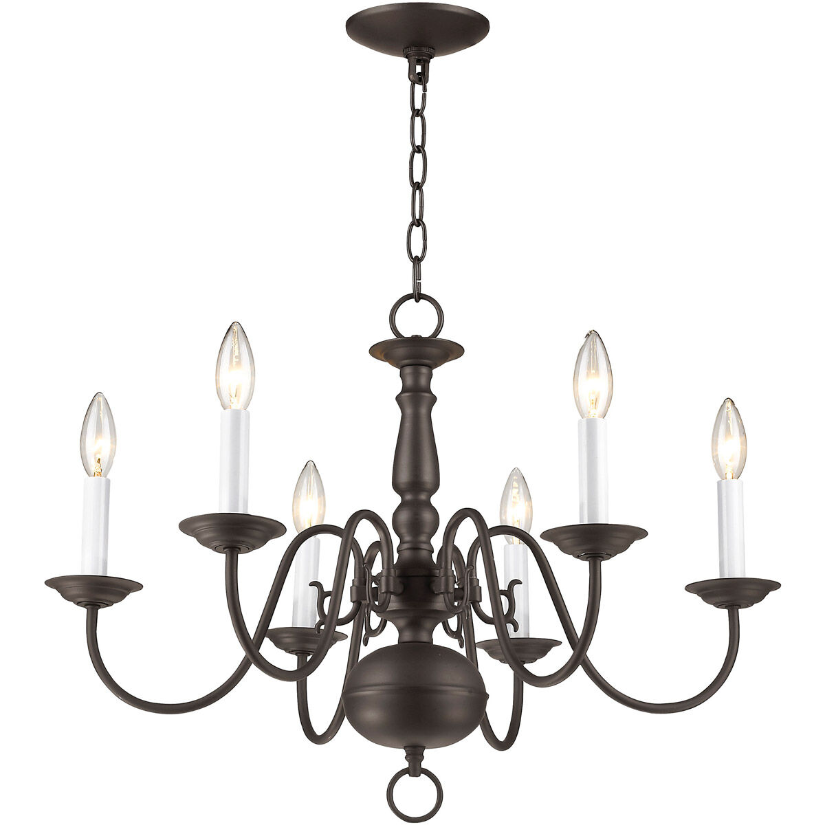 Williamsburgh 6 Light 24 inch Bronze Chandelier Ceiling Light