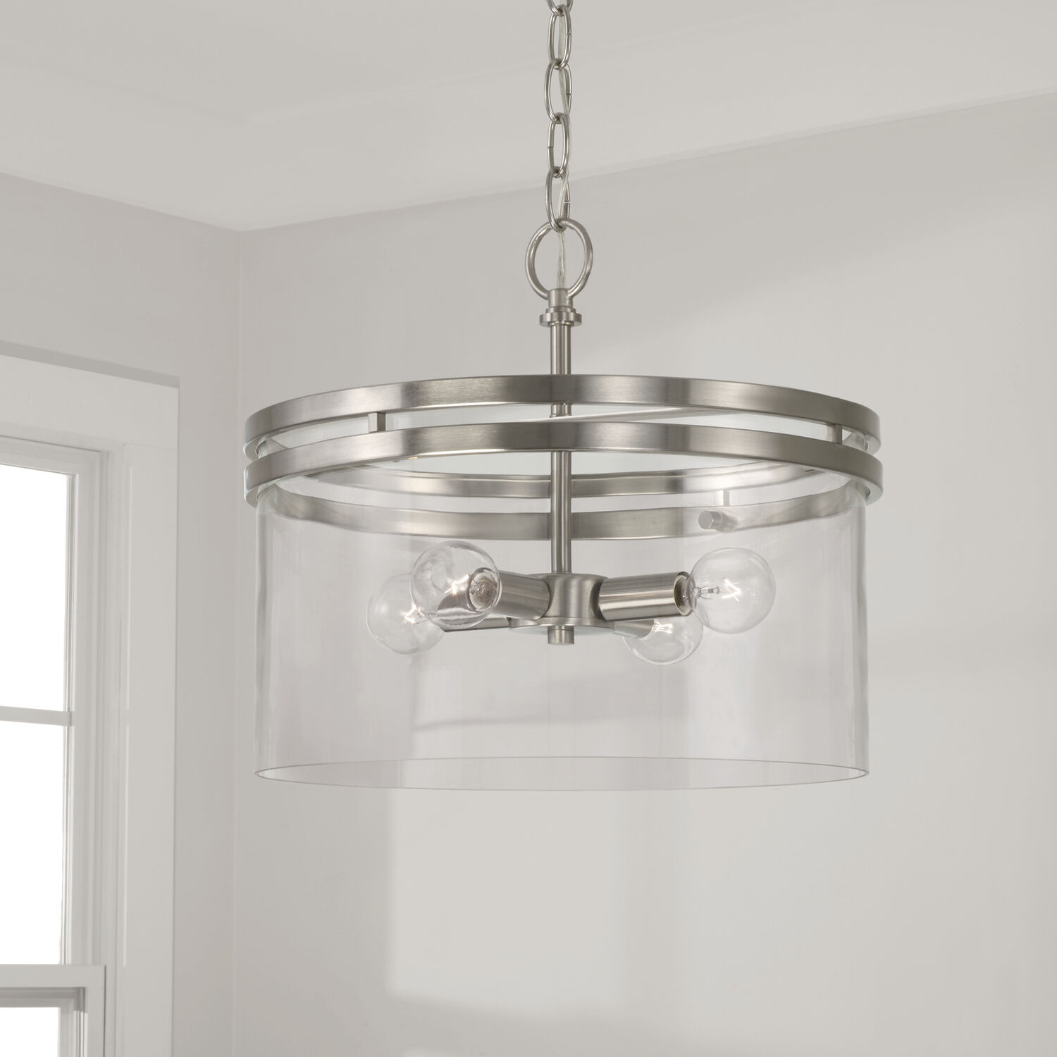Fuller 4 Light 14.5 inch Brushed Nickel Semi-Flush Mount Ceiling Light, Convertible Dual Mount