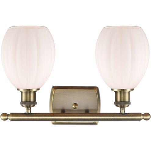 Ballston Eaton LED 16 inch Antique Brass Bath Vanity Light Wall Light in Matte White Glass, Ballston