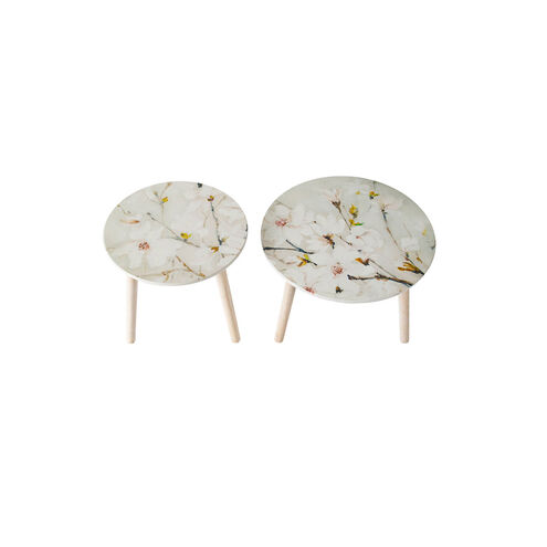 Floral Natural/Multi-Colored Side Table
