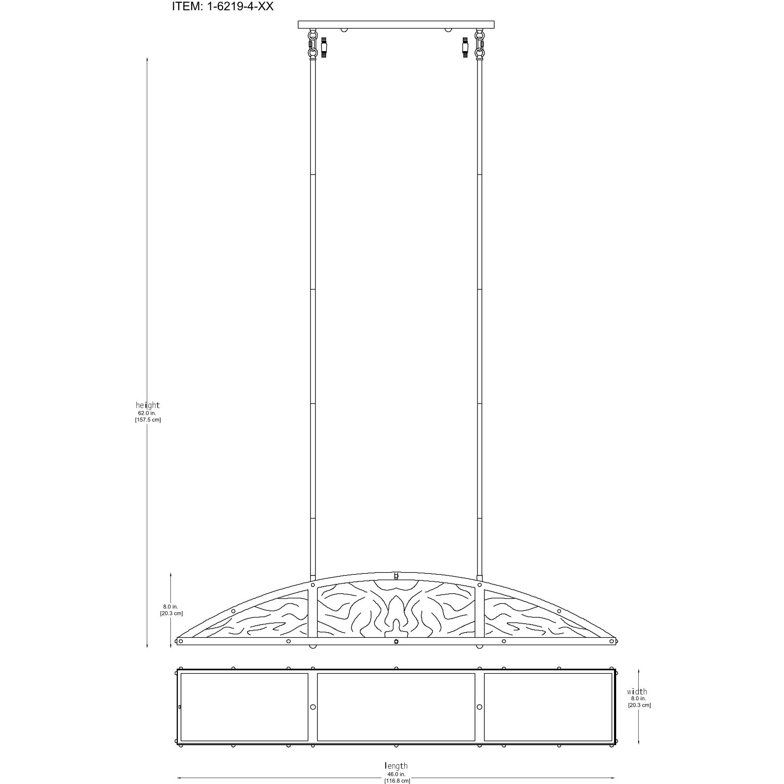 Legacy 4 Light 46 inch Matte Black Linear Chandelier Ceiling Light