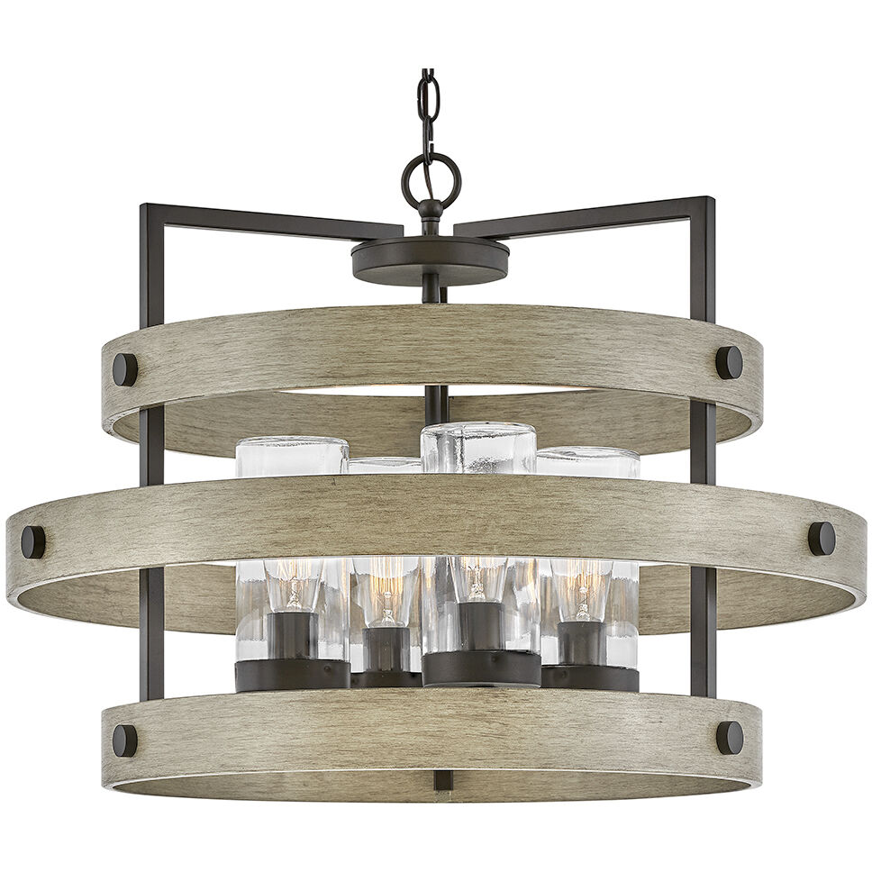 Open Air Riverwood 4 Light 28 inch Warm Bronze with Warm Ash Outdoor Hanging