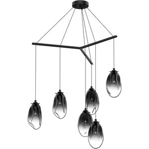 Liquid LED 39 inch Satin Black Pendant Ceiling Light in Smoke Fade Glass