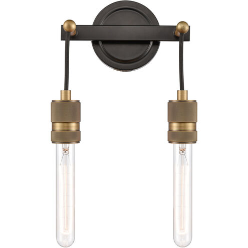 Restoration Ellis 2 Light 9 inch Black Antique Brass Bath Vanity Light Wall Light