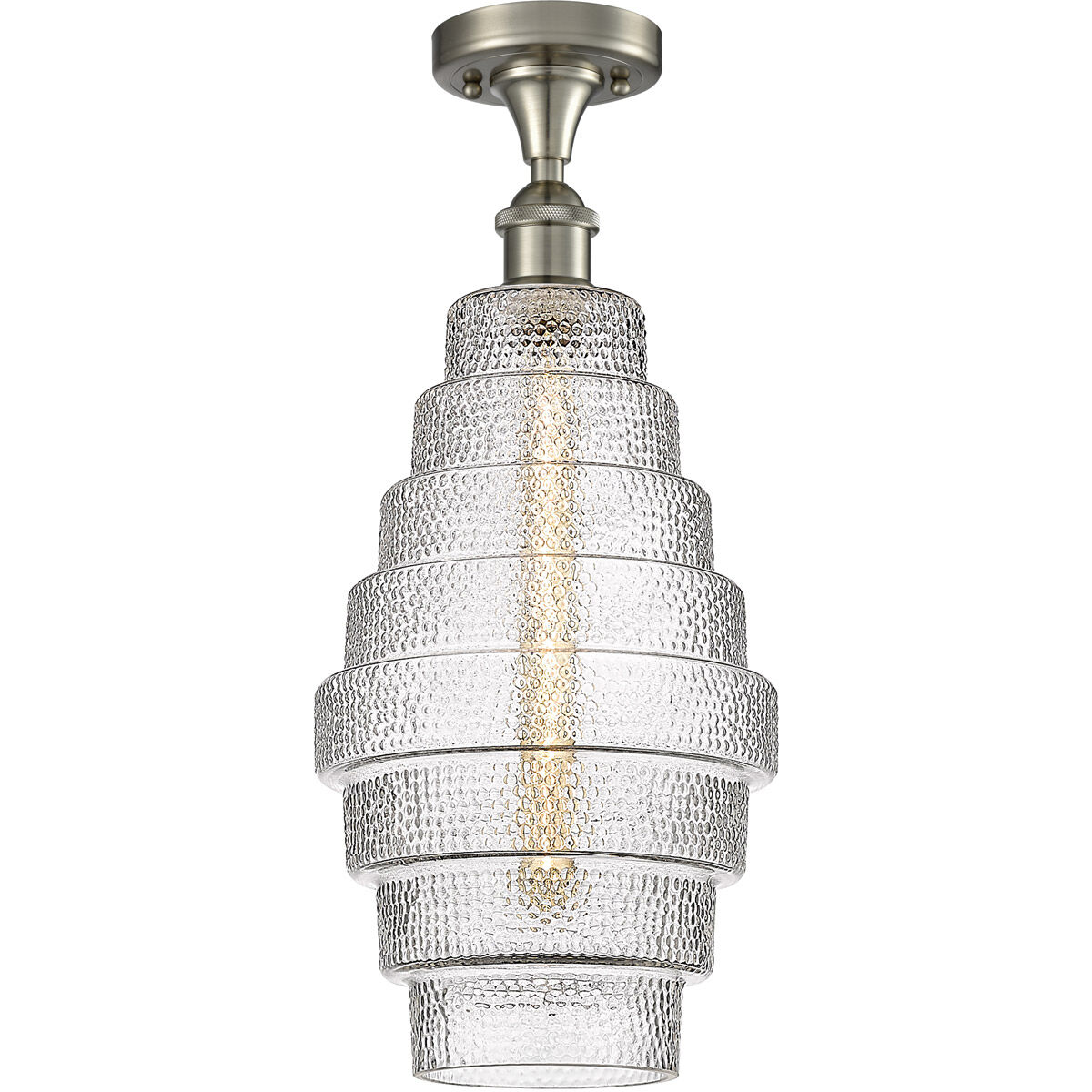 Ballston Cascade LED 8.25 inch Brushed Satin Nickel Flush Mount Ceiling Light in Clear Glass