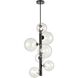 Courcelette 7 Light Graphite Foyer Pendant Ceiling Light in Clear Glass