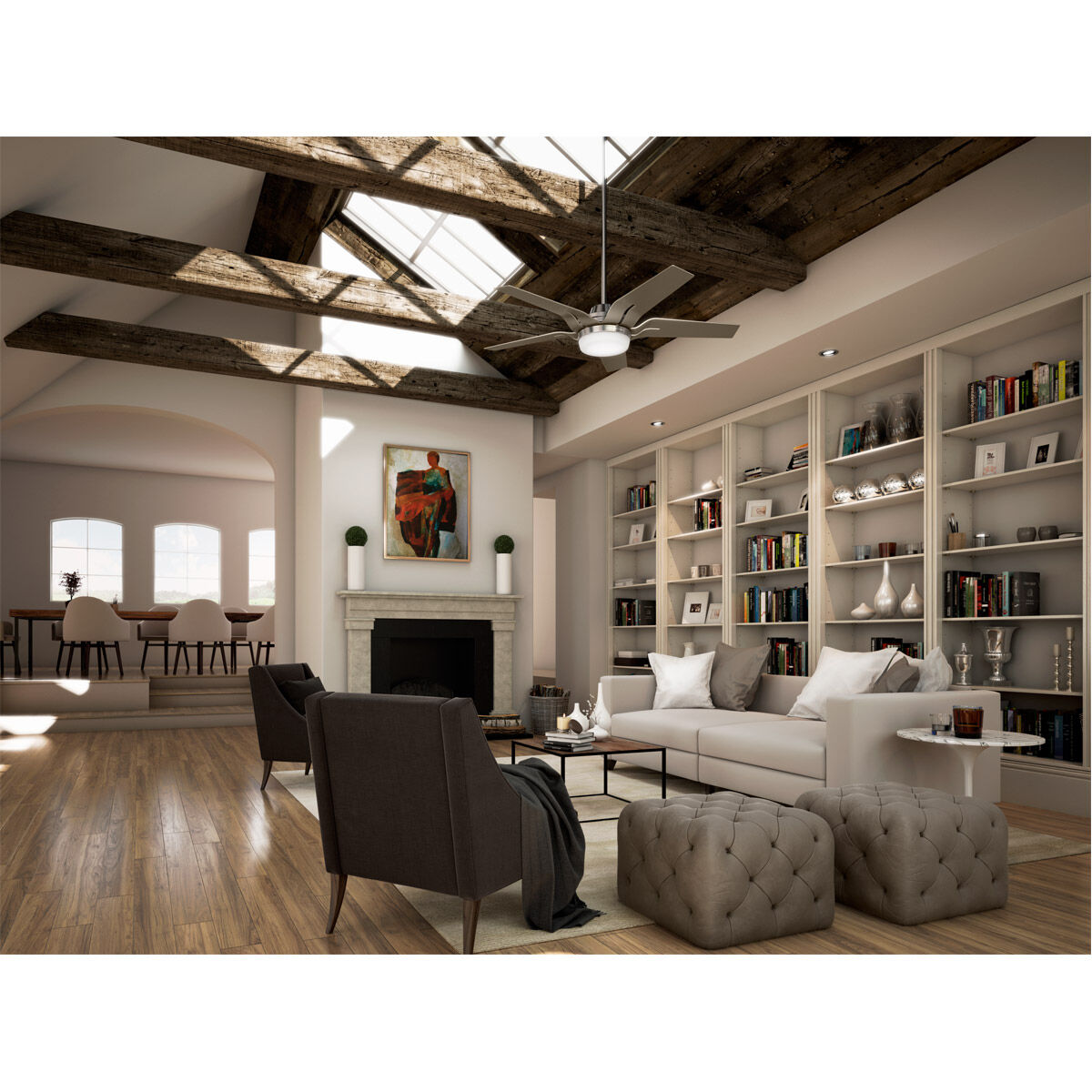 Correne 56 inch Brushed Nickel with Champagne, Champagne Blades Ceiling Fan