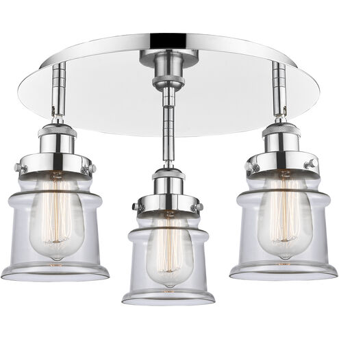 Canton 3 Light 17 inch Polished Chrome Flush Mount Ceiling Light in Clear