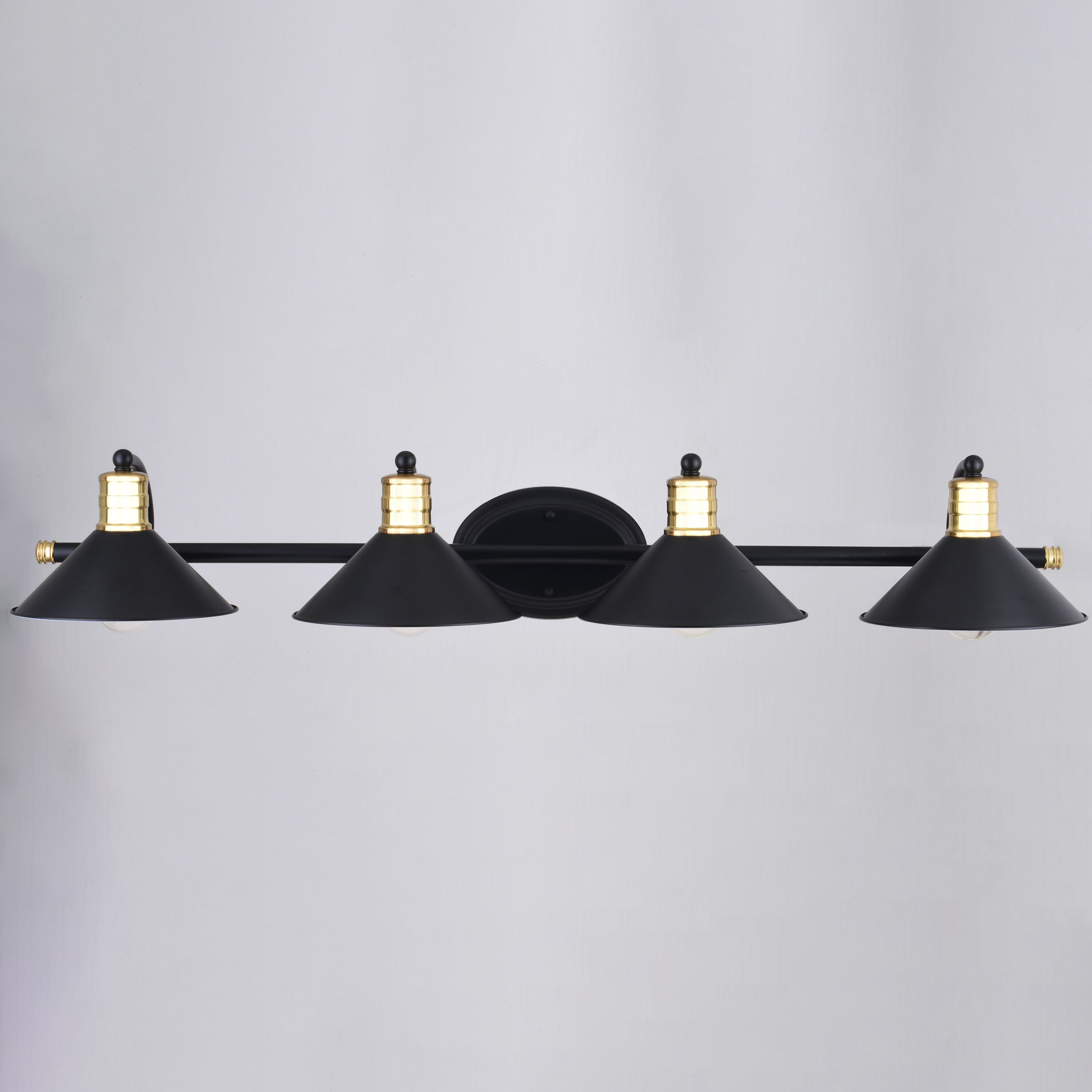 Akron LED 38 inch Matte Black and Natural Brass Bathroom Light Wall Light in 4