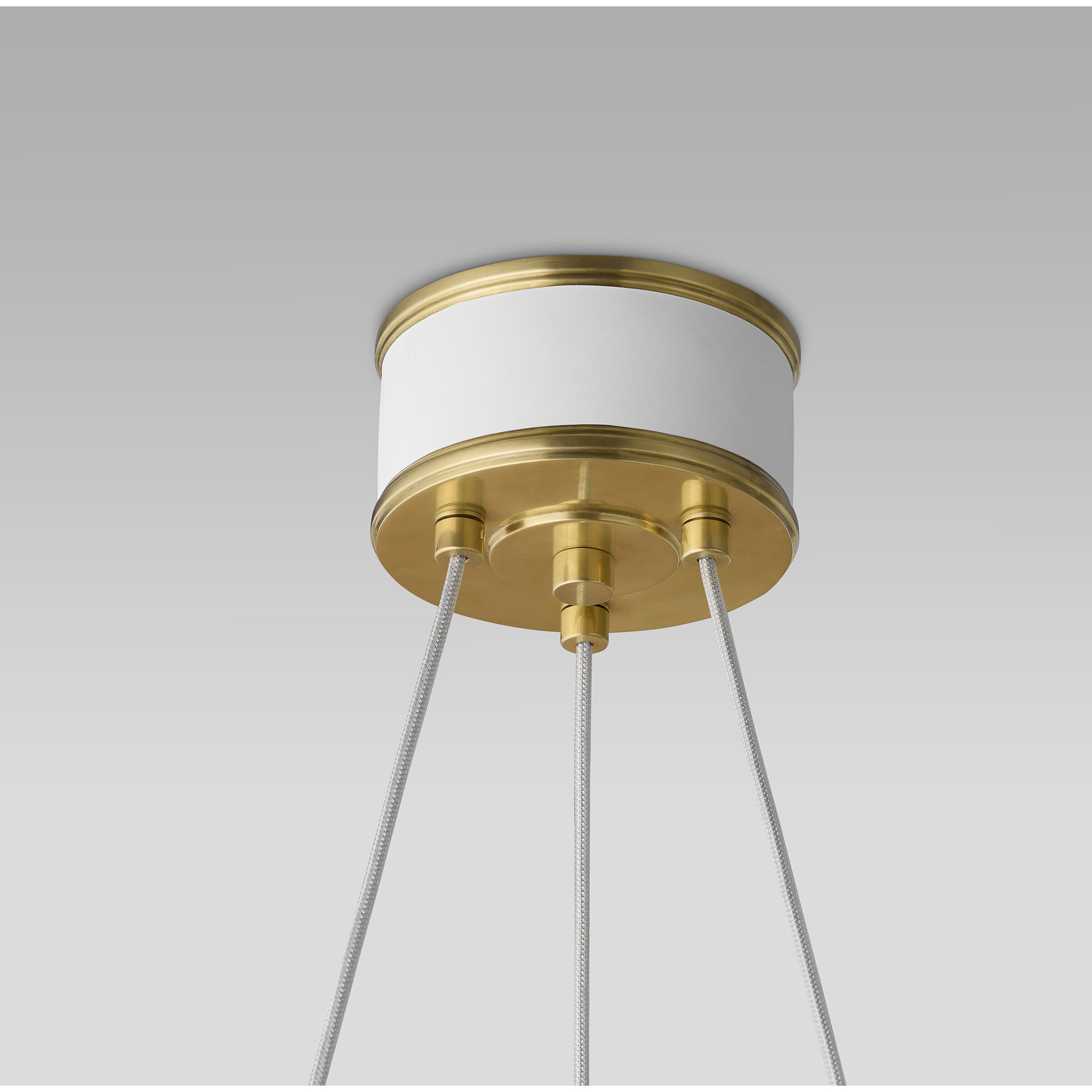 Chapman & Myers Connery LED 30 inch Matte White  and  Antique-Burnished Brass Ring Chandelier Ceiling Light in Matte White and Antique-Burnished Brass