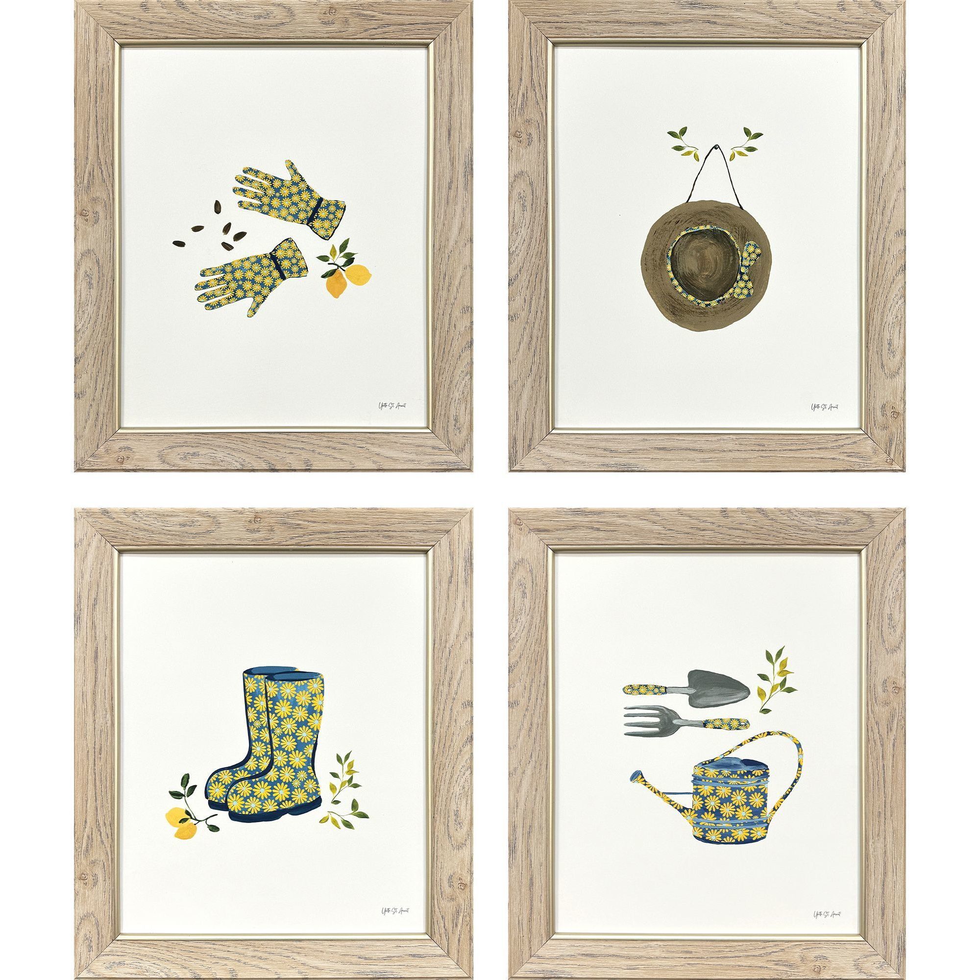 Summer Garden Blue and Yellow and Green and Brown Framed Art, Propac