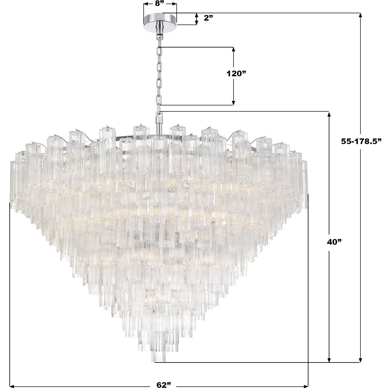 Addis 40 Light 62 inch Polished Chrome Chandelier Ceiling Light