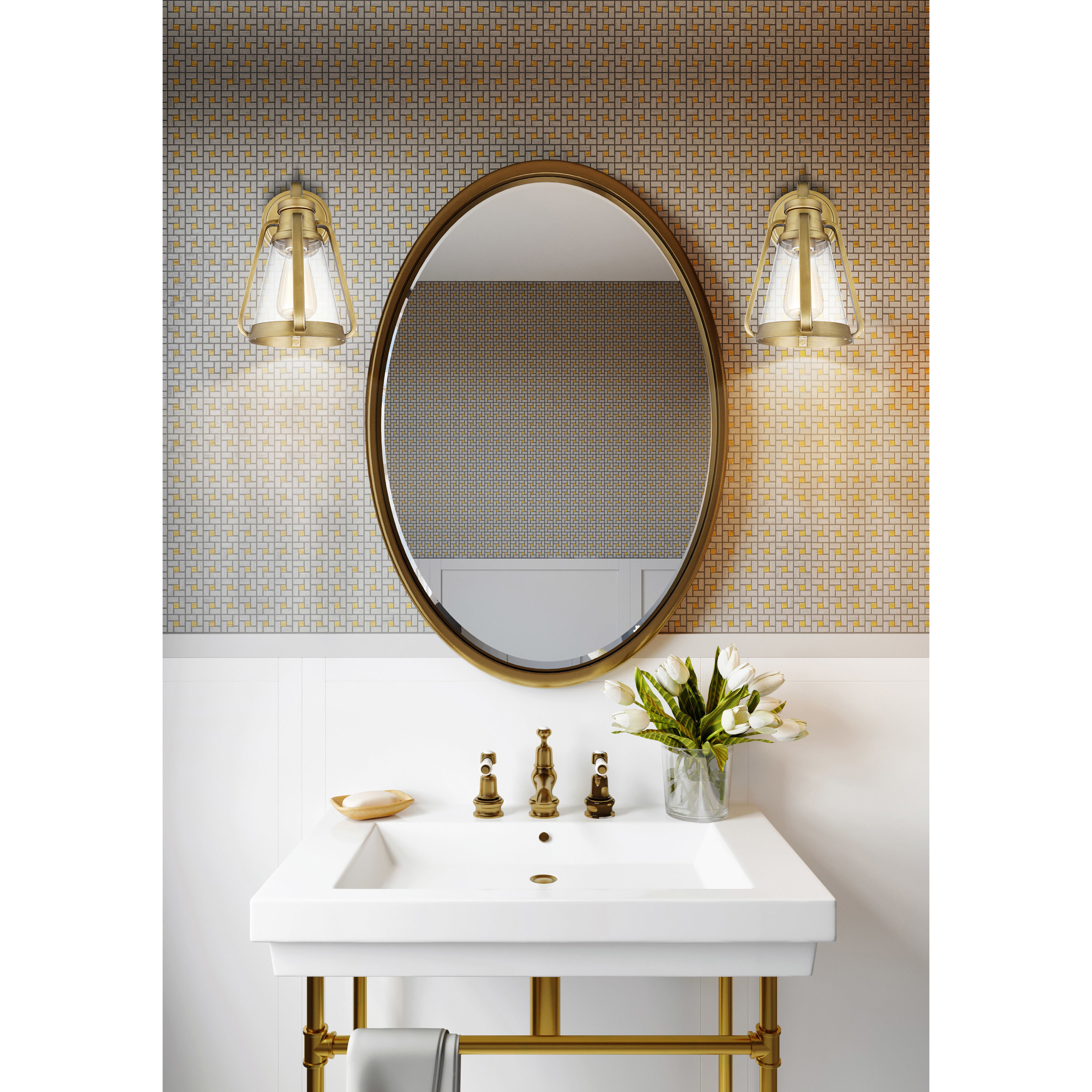 Everett 1 Light 7.13 inch Natural Brass Bathroom Vanity Lights Wall Light