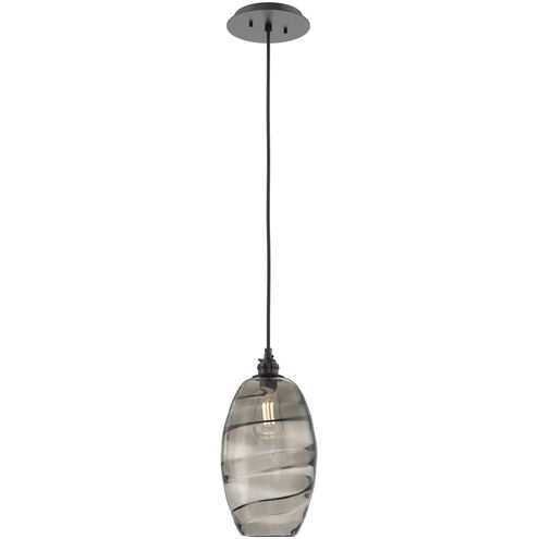 Ellisse 1 Light 6.5 inch Matte Black Pendant Ceiling Light in Ellisse Smoke
