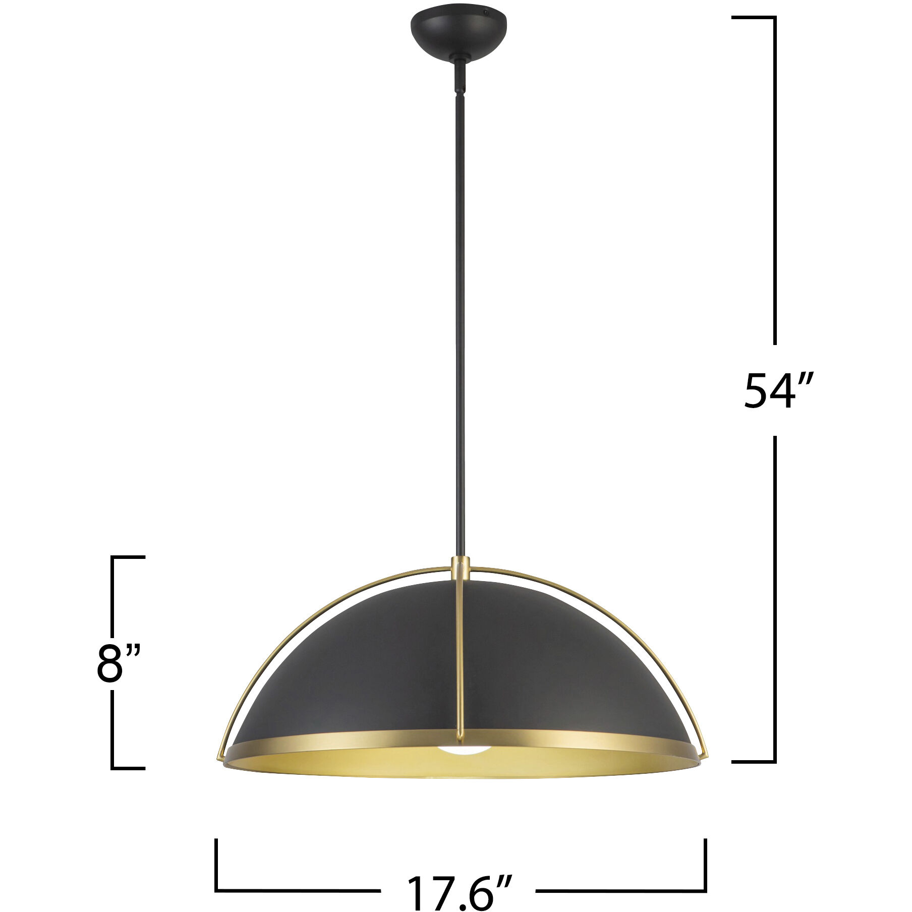 Dahlia 1 Light 17.62 inch Black and Brushed Brass Pendant Ceiling Light