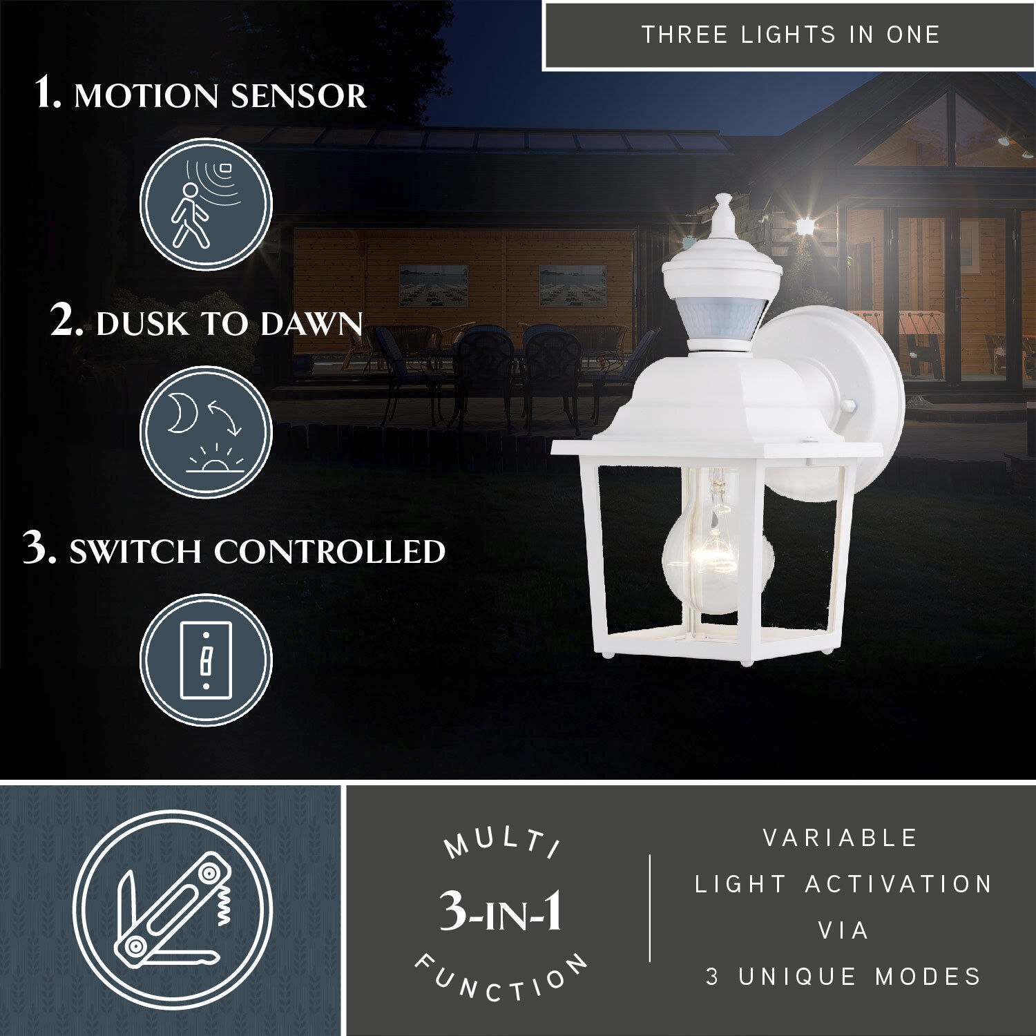 Bedford Textured White Outdoor Motion Sensor