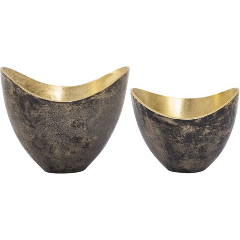 Hansen 11.75 X 9.75 inch Bowl in Black and Brass