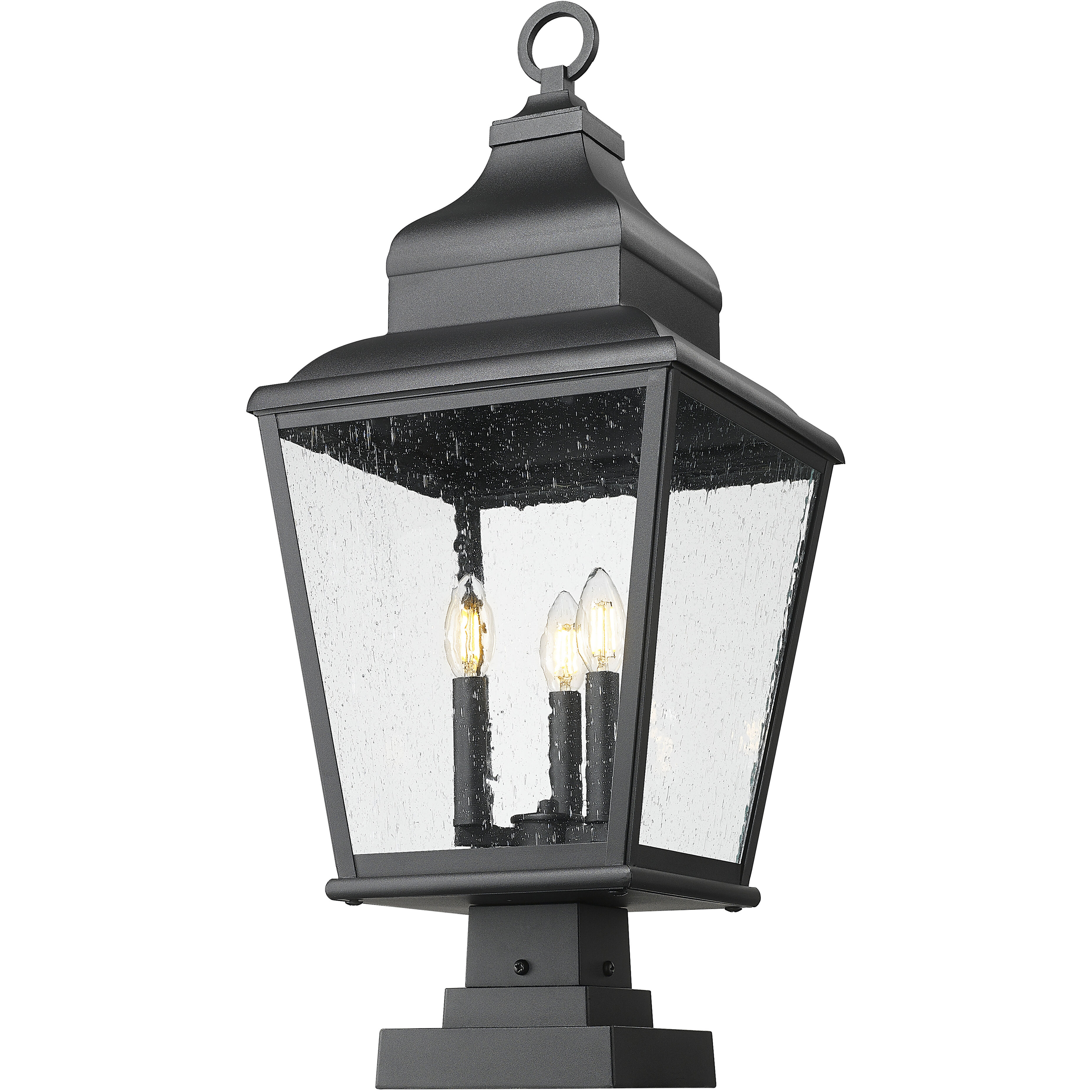 Raphael 3 Light 29.25 inch Sand Black Outdoor Pier Mounted Fixture