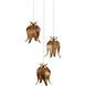 Iota 3 Light 12 inch Antique Brass and Silver Multi-Drop Pendant Ceiling Light