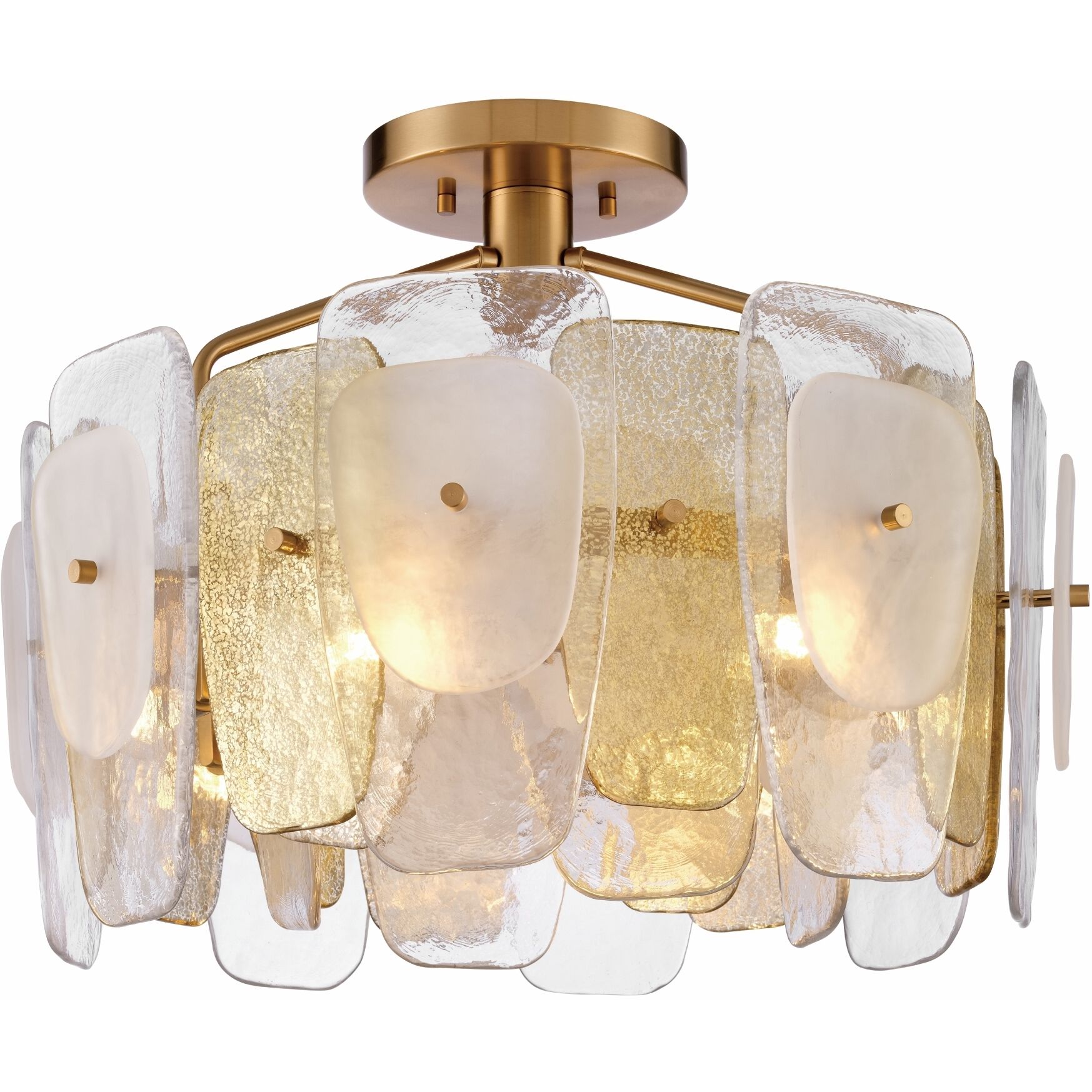 Strata 6 Light 23.75 inch Lacquered Gold Semi Flush Ceiling Light