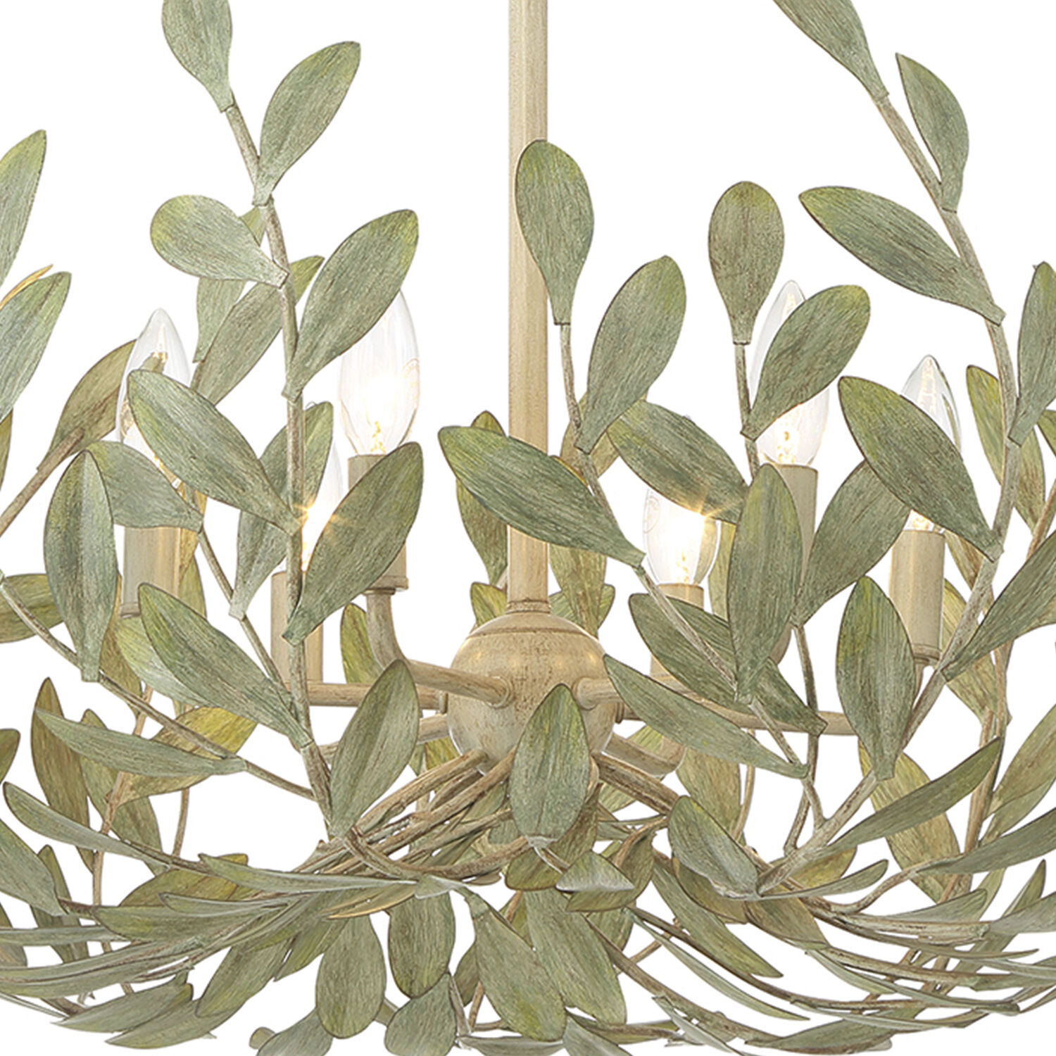 Broche 6 Light 27 inch Champagne Green Tea Chandelier Ceiling Light
