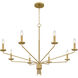 Alexander 8 Light 40 inch Brushed Gold Chandelier Ceiling Light