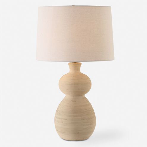 Pueblo 28 inch 150.00 watt Warm Organic Clay and Brushed Antique Brass Table Lamp Portable Light
