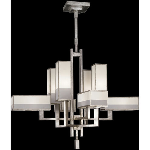 Perspectives 8 Light 42 inch Silver Chandelier Ceiling Light in White Crepe