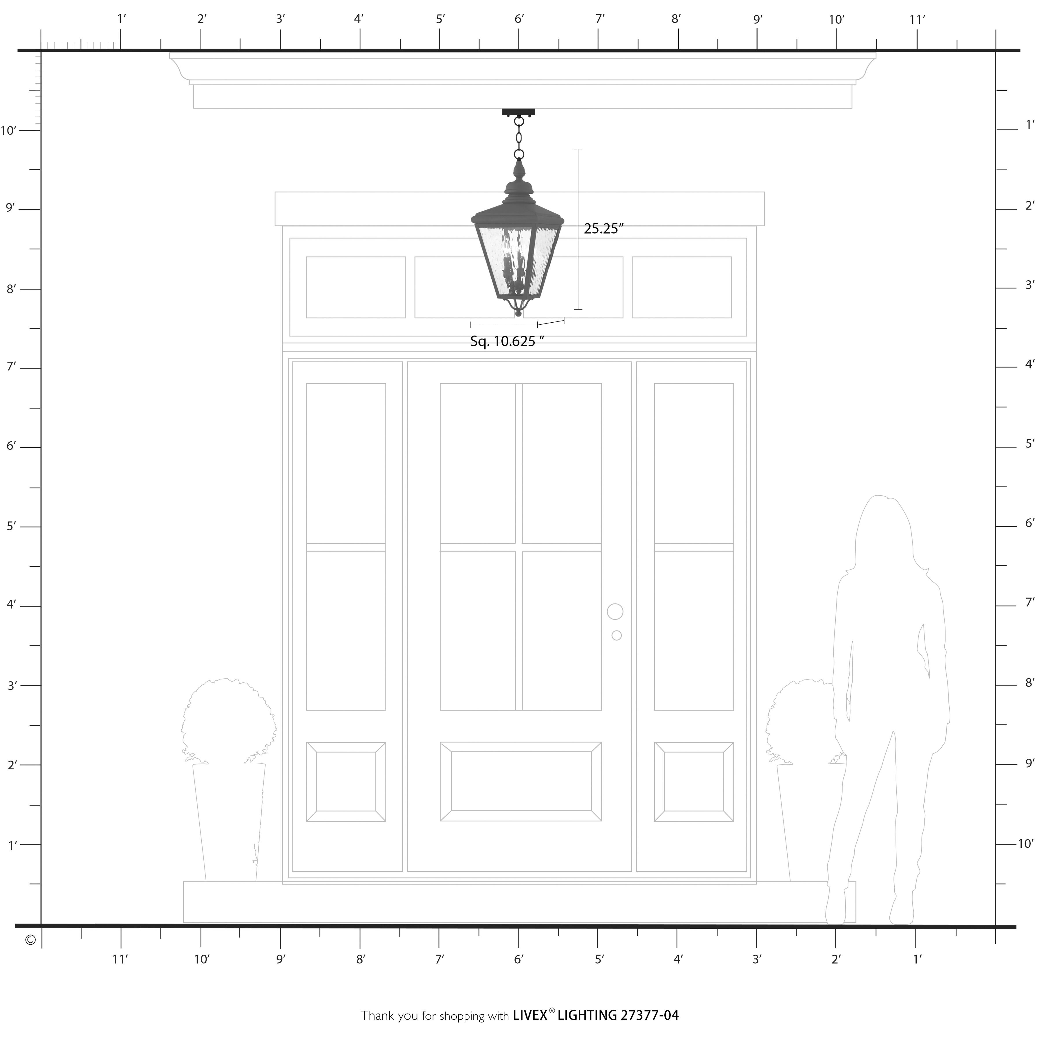 Adams 3 Light 10.63 inch Black with Brushed Nickel Finish Cluster Outdoor Large Pendant Lantern Ceiling Light in Black with Brushed Nickel Accent