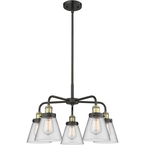 Cone 5 Light 24.25 inch Black Antique Brass Chandelier Ceiling Light