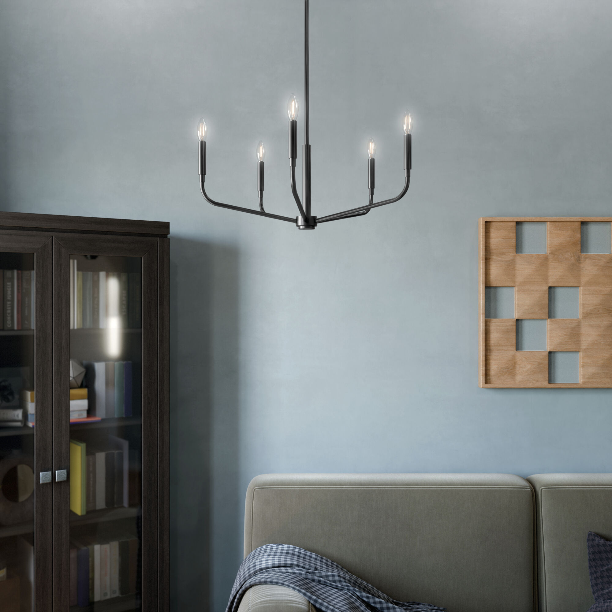 Madden 5 Light Black Chandelier Ceiling Light, 1 Tier Small