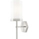 Downtown Urban Blakeley Wallchiere Wall Light in Satin Nickel, Matte White