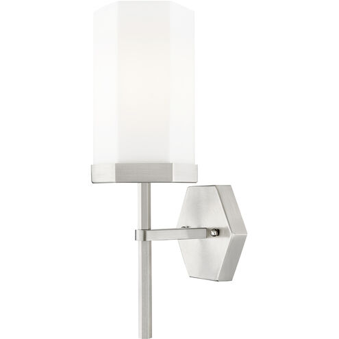 Downtown Urban Blakeley Wallchiere Wall Light in Satin Nickel, Matte White