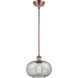 Ballston Gorham 1 Light 9.5 inch Antique Copper Pendant Ceiling Light in Charcoal Glass, Ballston
