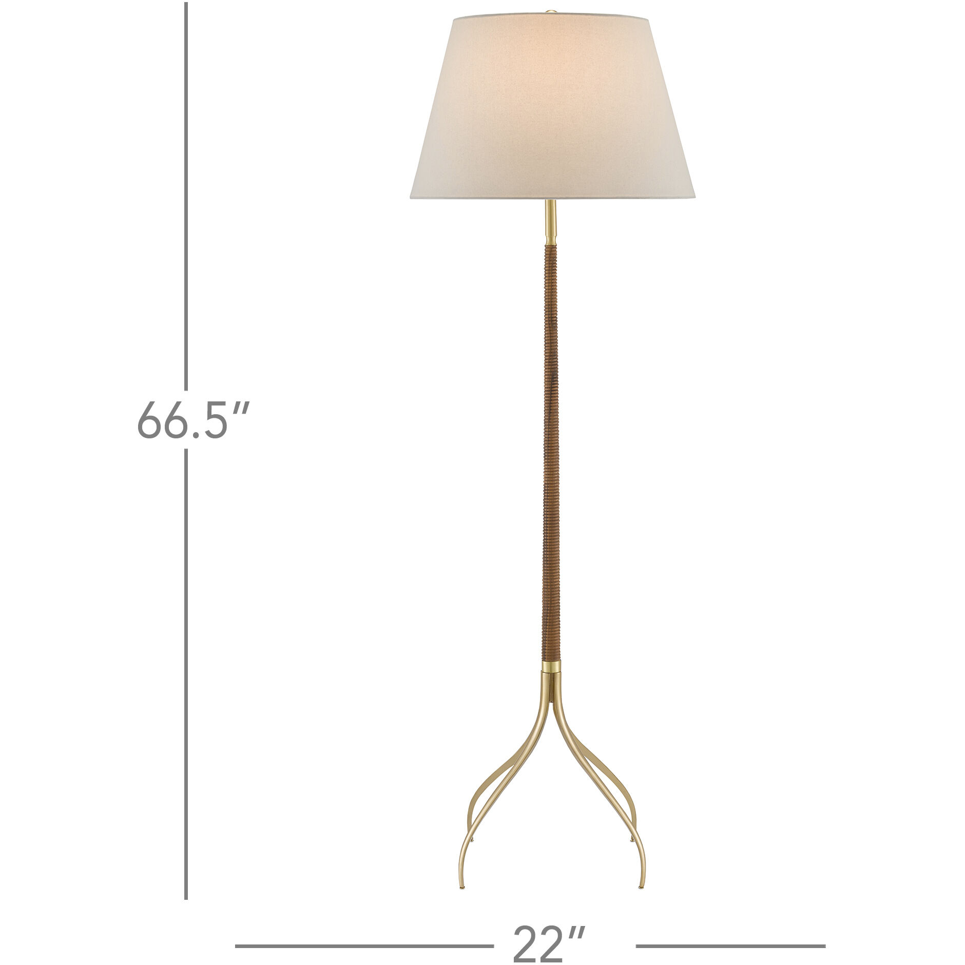 Circus 66.5 inch 150 watt Natural/Brushed Brass Floor Lamp Portable Light