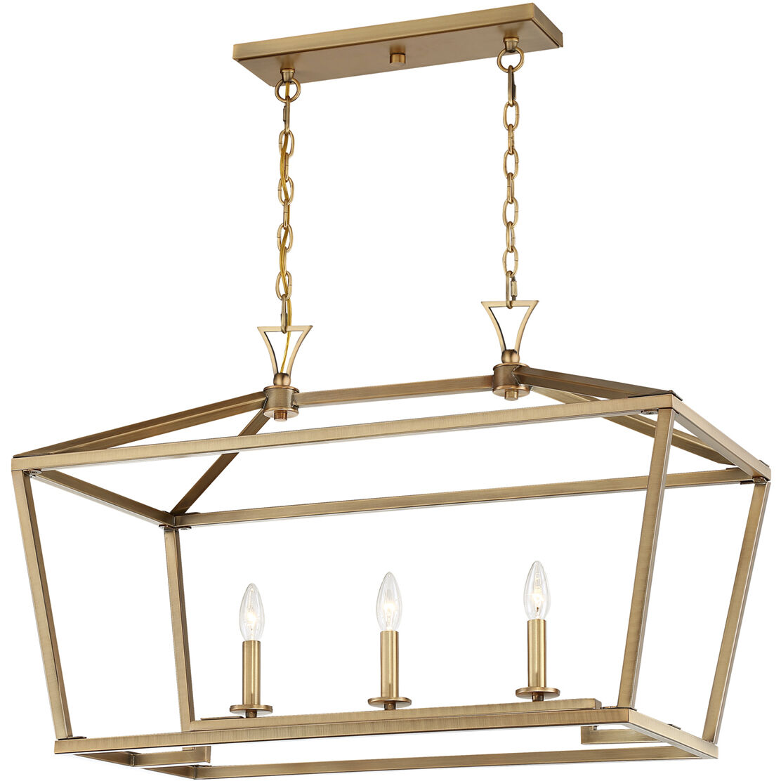 Townsend 3 Light 32 inch Warm Brass Linear Chandelier Ceiling Light, Essentials