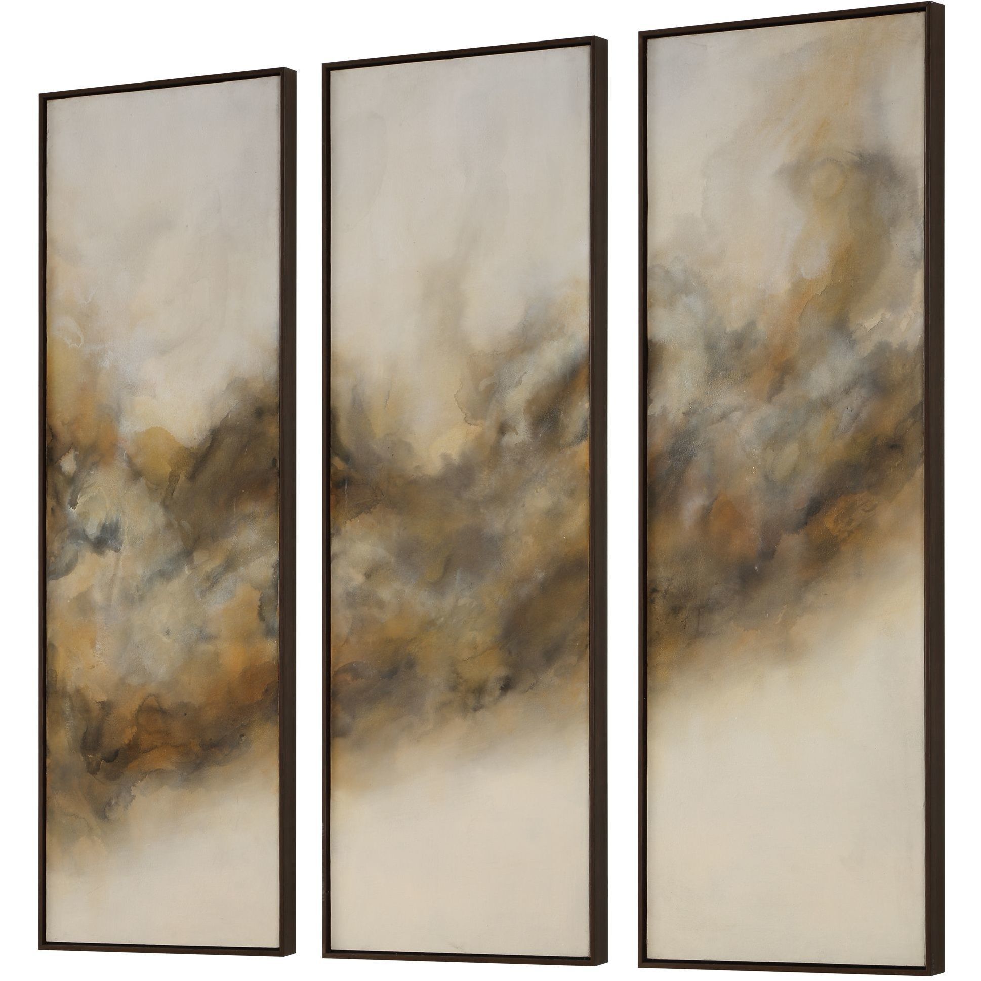 Smoke Break 61 X 21 inch Hand Painted Modern Art, Set of 3