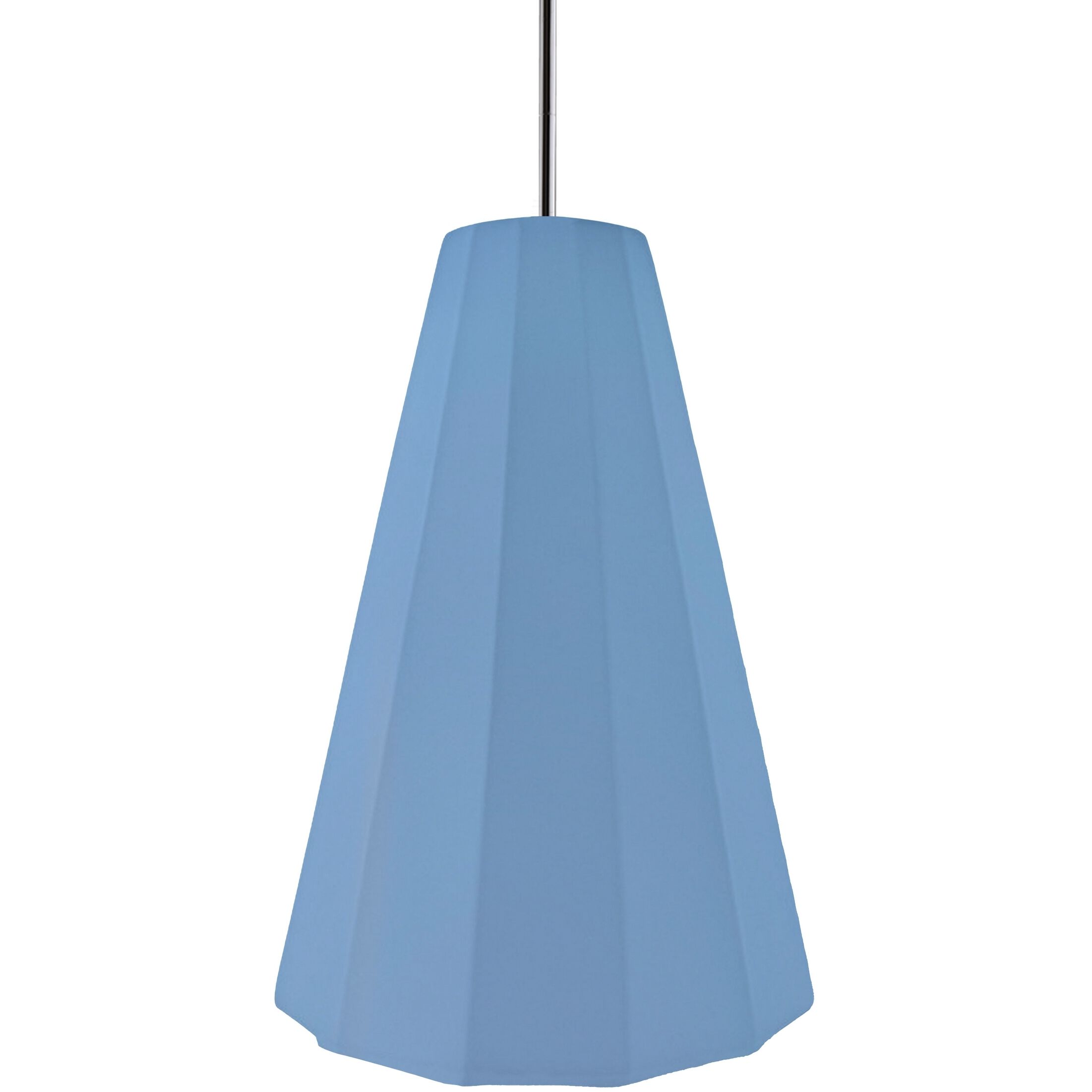 Radiance Collection - Fluted Pendant Ceiling Light in Polished Chrome, Dedicated LED, Rigid Stem, Sky Blue, 9W x 13H, Form+Finish+Function