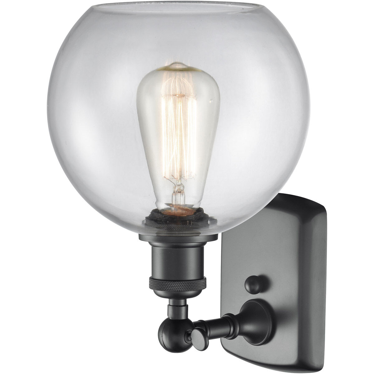 Ballston Athens LED 8 inch Matte Black Sconce Wall Light in Clear Glass, Ballston