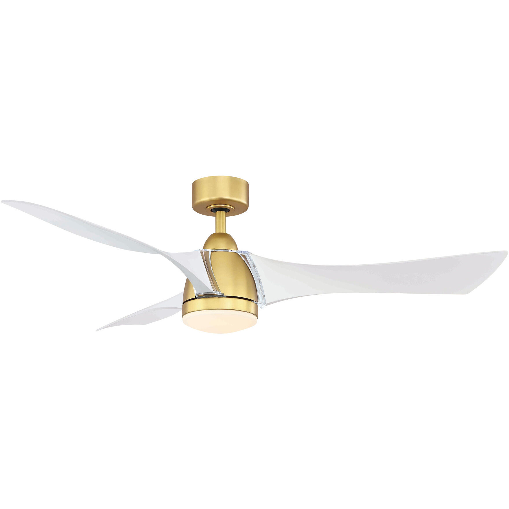 Klear 56 inch Brushed Satin Brass with Matte White Blades Fan-Uni