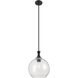 Astor 1 Light 12 inch Matte Black Mini Pendant Ceiling Light in Seedy Glass