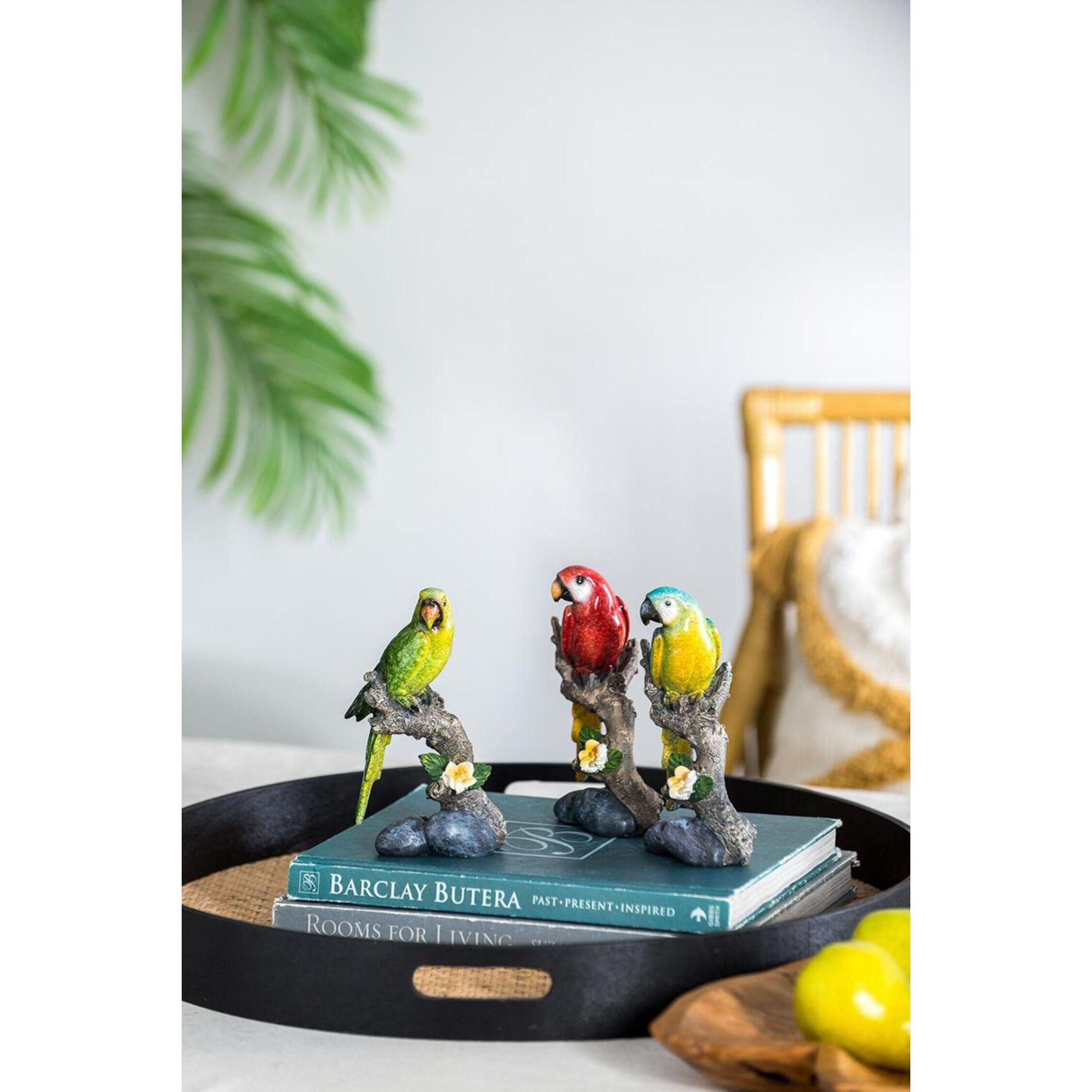 Macaw Brown and Multi-Color Figurine, Set of 3