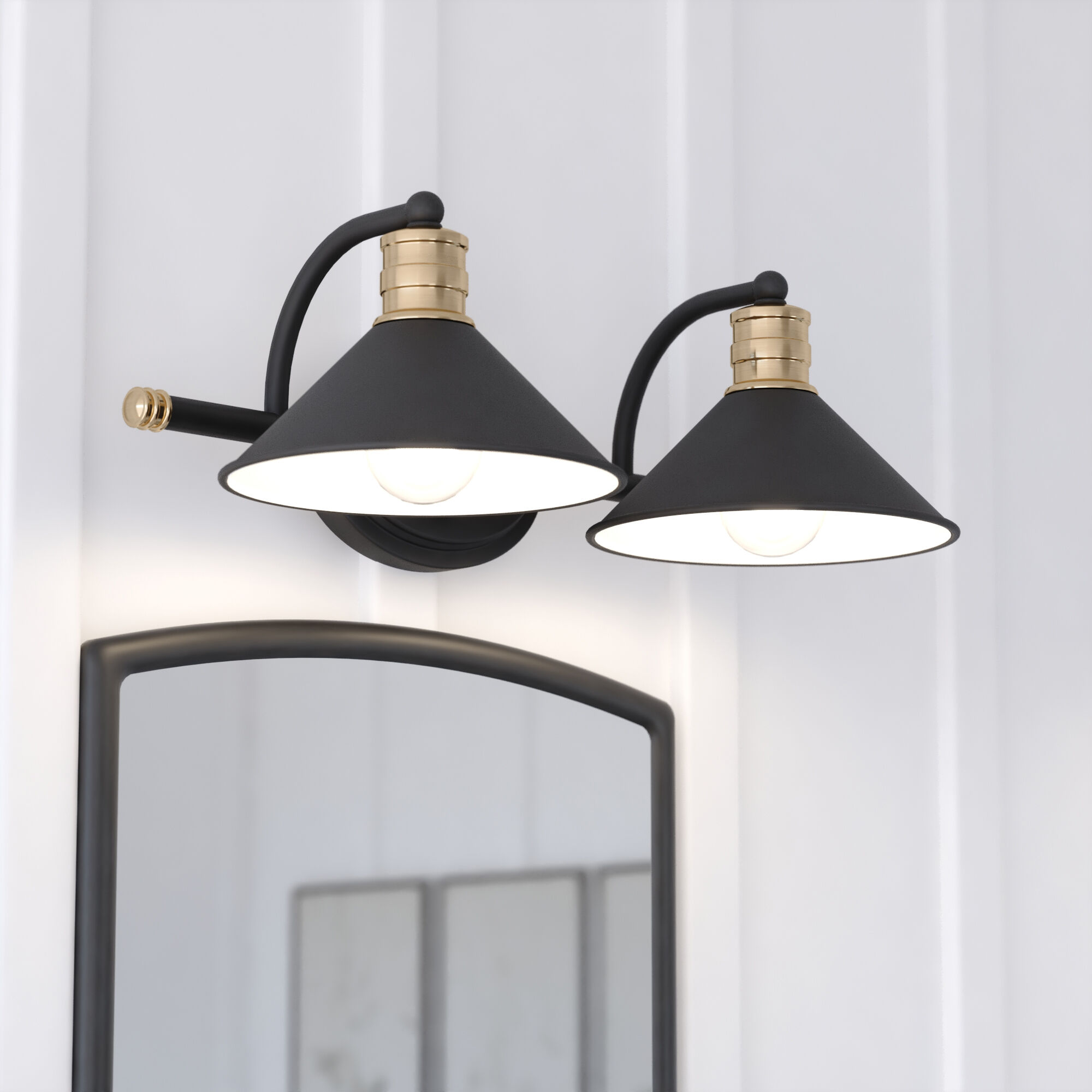 Akron LED 18 inch Matte Black and Natural Brass Bathroom Light Wall Light in 2
