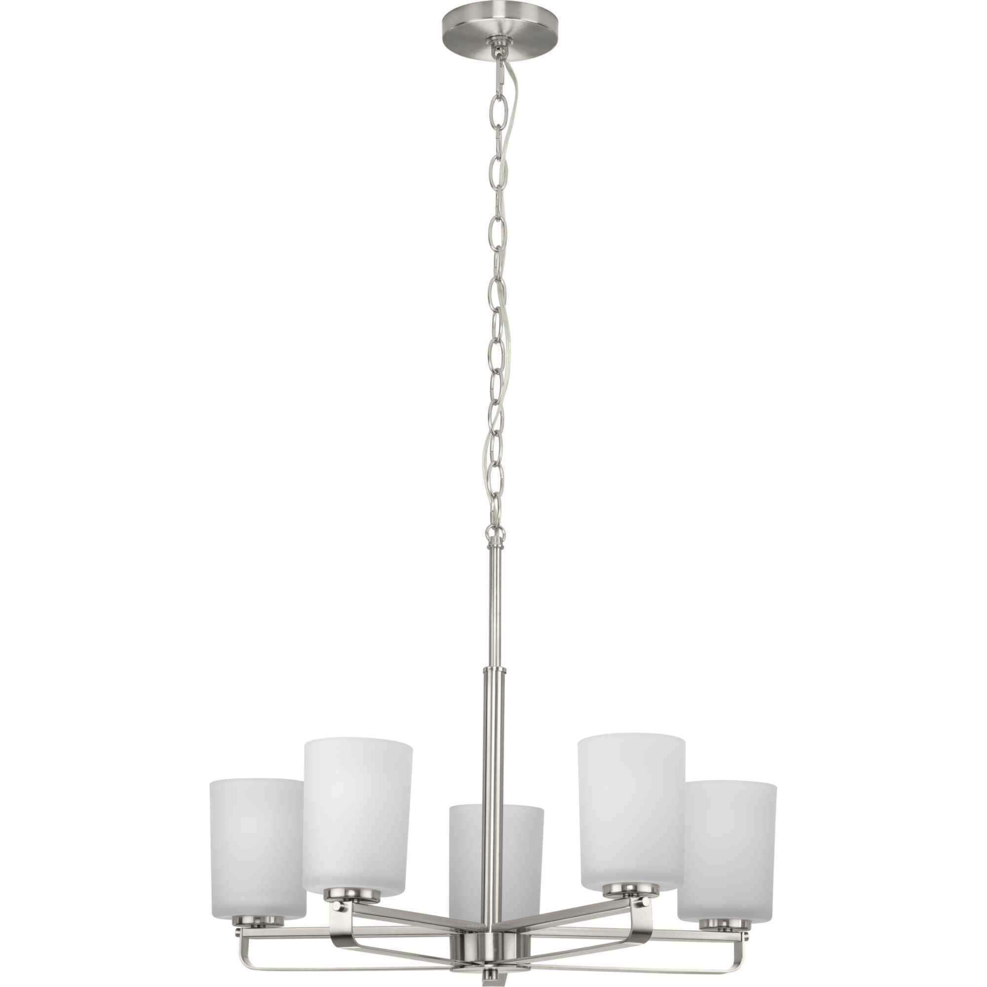 League 5 Light 24 inch Brushed Nickel Chandelier Ceiling Light