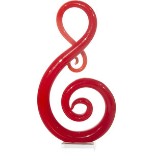 Red Clef Musical Note Hand Blown Art Glass Figurine