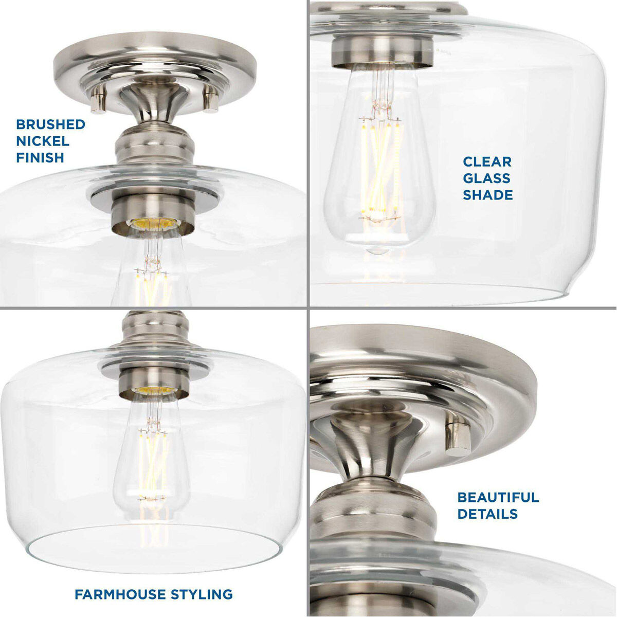 Aiken 1 Light 9 inch Brushed Nickel Flush Mount Ceiling Light